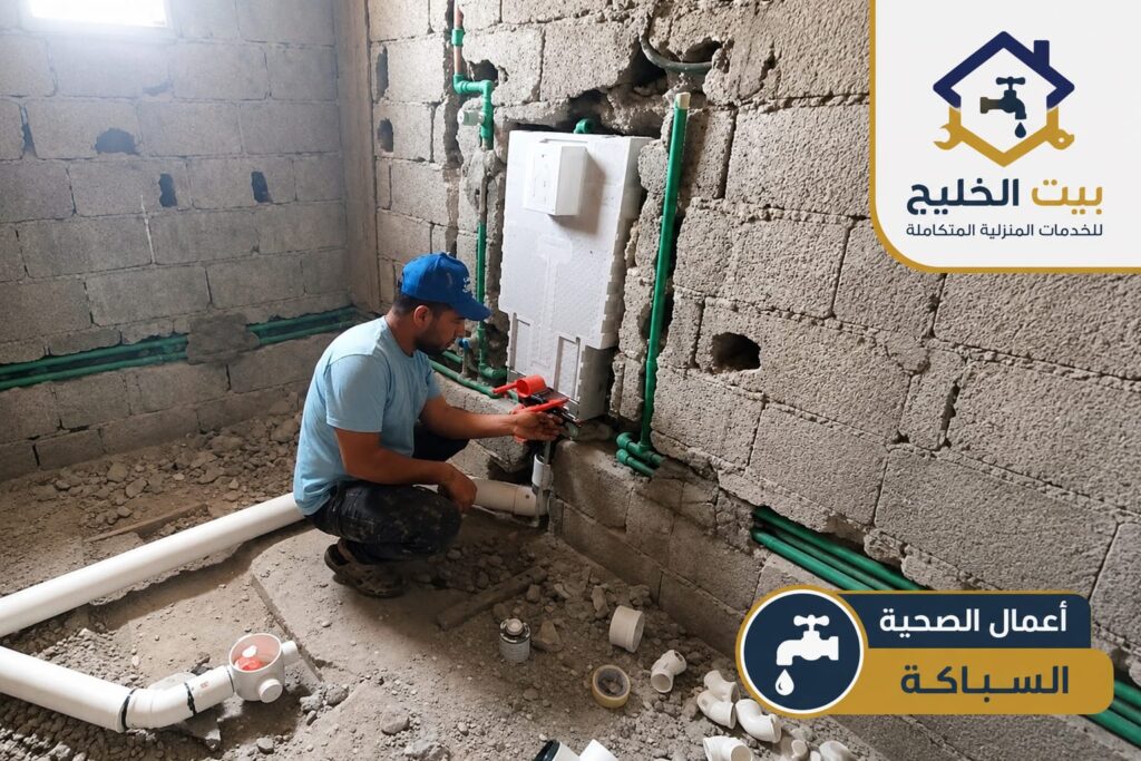 فني صحي الكويت من بيت الخليج ينفذ أعمال تمديدات السباكة وتركيب المواسير ومعالجة الأعطال المنزلية باحترافية