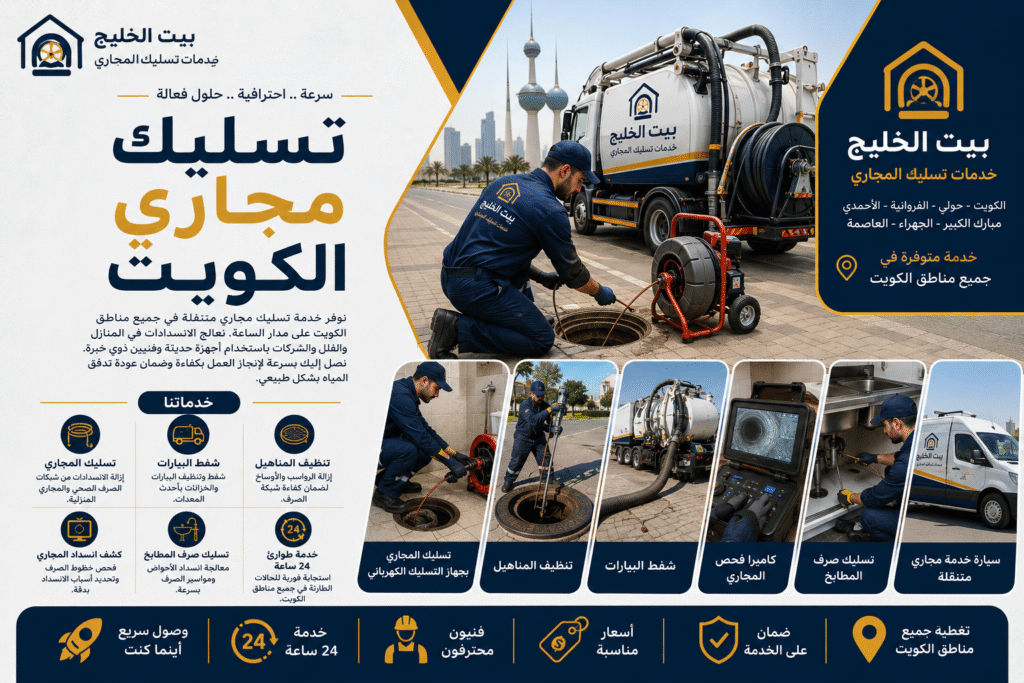 تسليك مجاري الكويت لفك انسداد الصرف الصحي من بيت الخليج شركة تسليك المجاري بجميع مناطق الكويت لتسليك حمامات والمطابخ