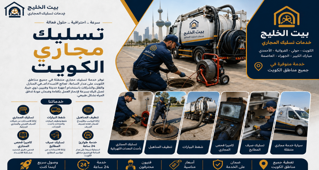 تسليك مجاري الكويت وخدمة تسليك بواليع 24 ساعة من شركة تسليك مجاري بيت الخليج